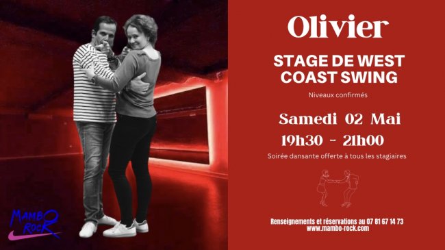 Flyer Stage de WEST COAST SWING confirmé avec Olivier